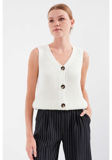 Gabria Kadın Triko Yelek Ekru