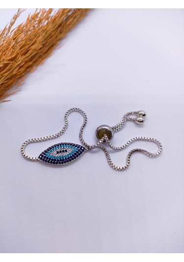 Sapphire Store Gümüş Renk Zirkon Taşlı Göz Bileklik Çok Renkli