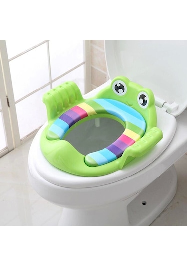 Kurbağa Model Çocuk-bebek Yanlardan Tutmalı Yumuşak Süngerli Klozet Kapağı Adaptörü Yeşil