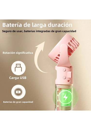 Mini El Tipi Taşınabilir Fan Usb Şarj Edilebilir Su Nemlendirici Pembe,