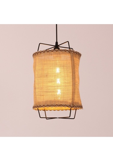 Cappadocia Doğal Jut Siyah Barlı Avize 25x35 Cm Bej