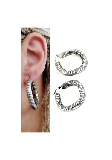 Italyan 925 Ayar Gümüş Tasarım Halka Küpe