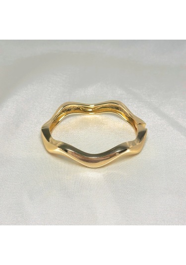 Dalgalı Şık Kelepçe Gold Gold