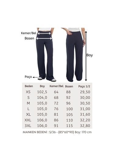 Penyebizden Nira Kadın Maxi Boy İspanyol Paça Viskon Pantolon-füme Füme