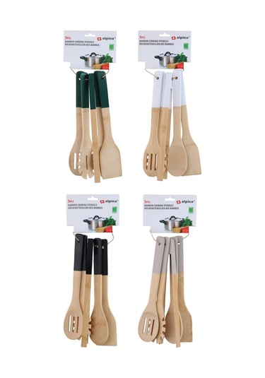 Alpina Alp108y Bambu Mutfak Gereçleri Seti 5 Parça 30 Cm Yeşil