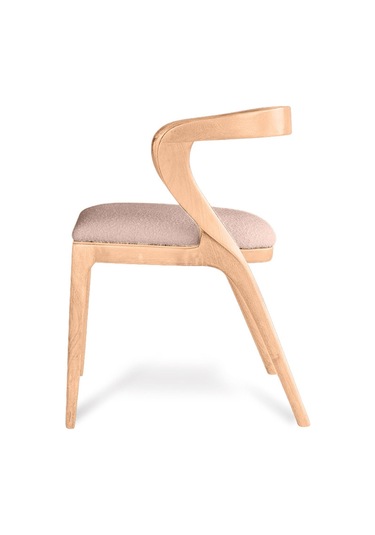 Akrep Krem Kumaş Natural Ahşap Sandalye