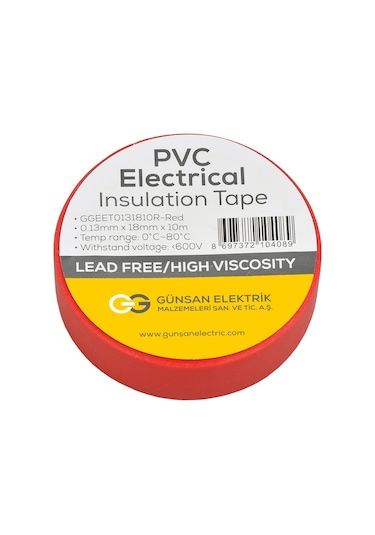 Günsan Kırmızı Elektrik İzolasyon Bandı 10 Adet