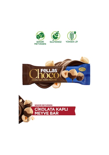 Choco - Çikolata Kaplı Fındıklı Meyve Bar 35 G X 12 Adet