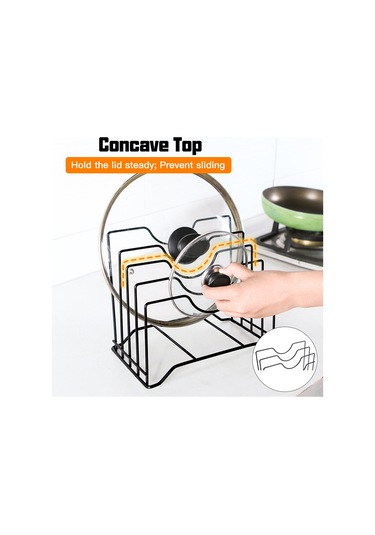 Ximistore9 Demir Mutfak Organizer: Tencere Kapağı, Kesme Tahtası Ve Tabakları Saklamak İçin Çok Fonksiyonlu, Deliksiz Konfigürasyonlu Sıralayıcı Siyah