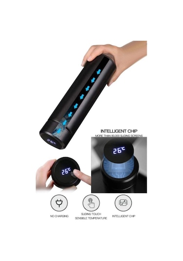 Onetick D8 Led Sıcaklık Göstergeli Çelik Termos 500 Ml Siyah