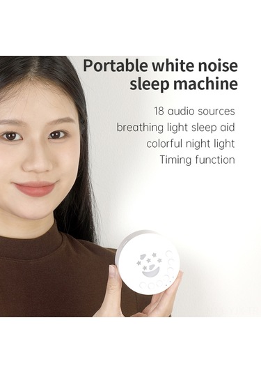 Geekyou Beyaz Bebek Uyku Yardımcısı M5: 18 Ses Kaynağı, 3 Zaman Ayarı, Renkli Gece Lambası Ve Dahili Pil İle Taşınabilir Beyaz