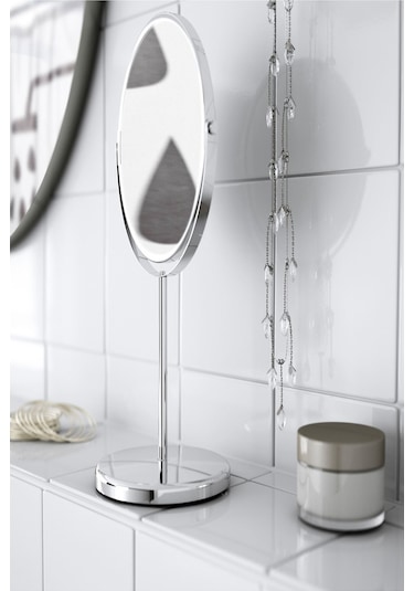 Ikea Paslanmaz Çelik Makyaj Aynası 17 Cm Çift Taraflı Büyüteçli Masa Aynası Gümüş