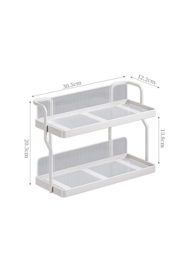 Çift Katmanlı Mutfak Baharat Fincan Raf Tezgah Duvara Monte Karbon Çelik Depolama Rafı