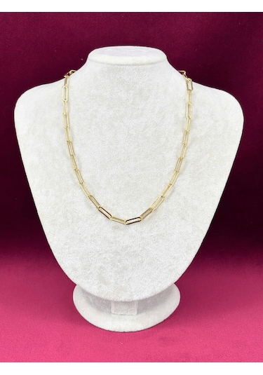 14 K Renginde Büyük Ataç Şekilli Gold Kolye 45 Cm Gold