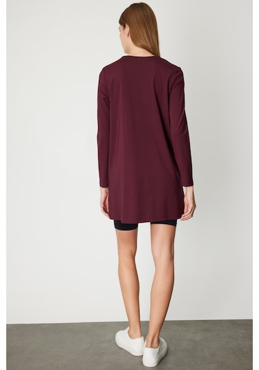 On Kadın Uzun Kollu Basic Tunik 61421 Bordo Bordo