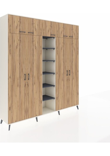 Hyperion Dolap 12 Raflı 9 Kapaklı 2 Askılı 220x44x243 Aytaşı-çam/antrasit Atlas Çam/antrasıt