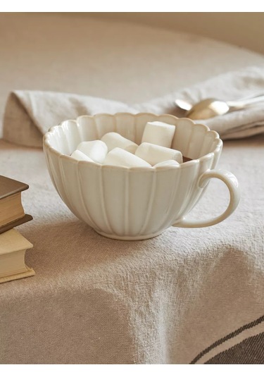 Roomi Çay Ve Kahve İçin Seramik Kupa, 350 Ml, Vintage Bardak 213139114 Fildişi