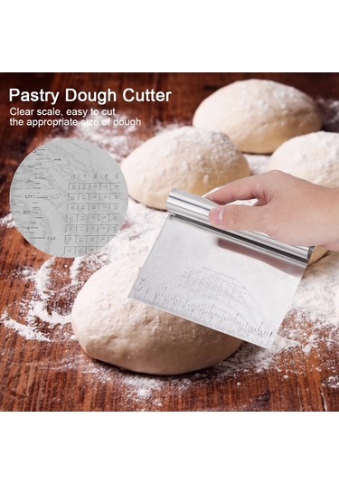 Vkemall 2 Adet Paslanmaz Çelik Hamur Kesici - Ölçüm Ölçeği Li - Pasta, Kek, Un Topakları İçin Multifonksiyonel Diğer