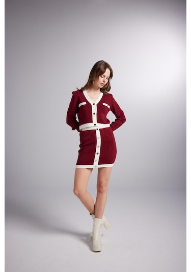 Holly Lolly Hırka Etek Elias Triko Takım Bordo