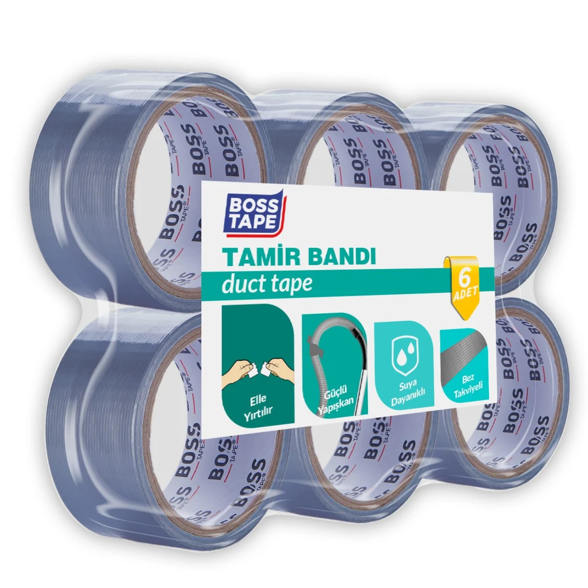 Branda Çadır Tamir Bandı 48 Mm 10 Mt Gri 6 Adet