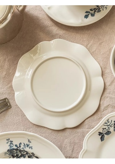 Roomi Desenli Seramik Düz Tabak 19 Cm 193352146 Beyaz