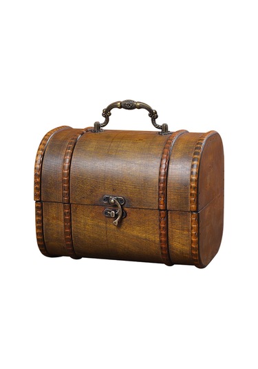 Homyl Biblo Kutusu Menteşeli Hazine Sandığı Süs Ahşap Kahverengi