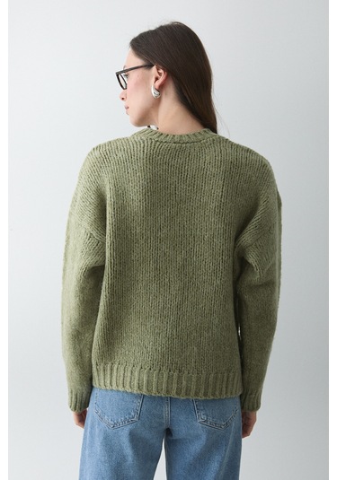 Açık Yeşil Uzun Kollu Relax Kazak - 251091 Açık Yeşil