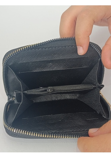 Tovyamade Suni Deri Desen Baskılı Cüzdan,kartlık,bozukpara Füme - Mat Siyah