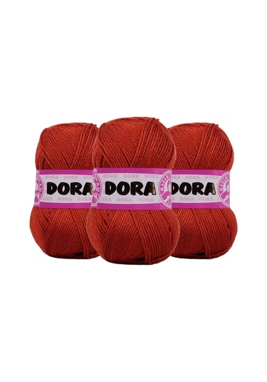 Ören Bayan Dora El Örgü İpi Kiremit Rengi 107 3lü