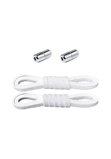 Ayarlanabilir 1 Çift Gümüş Simli Vidalı Kapsül Uçlu 6 Mm Lastik Pratik Bağcık Gümüş