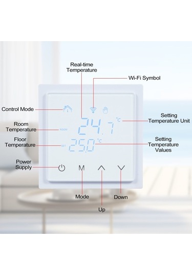 Novahub Oda Termostatı Akıllı 16a Isıtma Sıcaklık Kontrol 85-250v Beyaz Led Dokunmatik Ekranlı