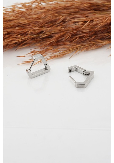 Kadın Çelik Basic Geometrik 1.5cm Üçgen Moldel Klipsli Küpe Çok Renkli