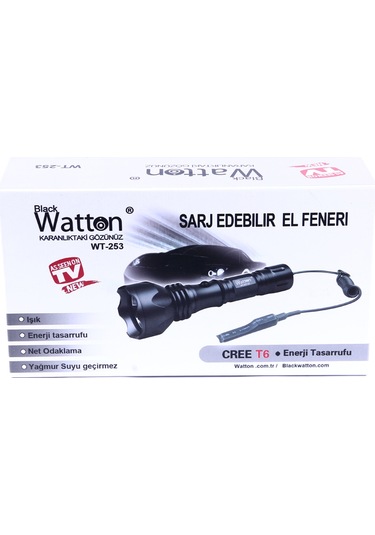 Orjinal 600 Lümen Tx6 Şarjlı Özel Avcı Feneri Watton Wt-253 Renkli