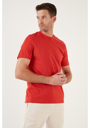 Buratti Pamuklu Regular Fit Bisiklet Yaka Basic Erkek T Shirt 59020201 Kırmızı