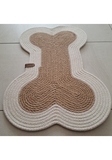 Hasır Jüt Kedi Köpek Mama Paspası, %100 El Yapımı, Pamuk, Hasır,