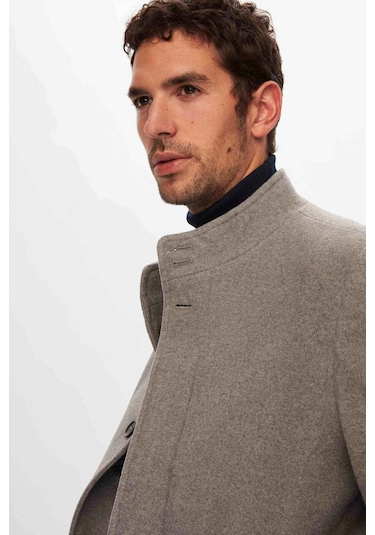 Ds Damat Regular Fit Gri Hakim Yaka Kaşe Kaban 5HF08ORT10002 Gri