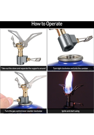 Lixada 45g Süper Hafif Cep Açık Pişirme Brülör Katlanır Kamp Gaz Sobası Gümüş