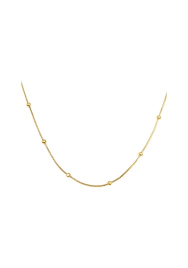 Çelik 65 Cm Top Top Zincir Kolye Gold Beyaz