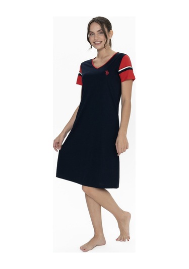 U.s Polo Assn. 20009 Kadın Kısa Kollu V Yaka Rahat Ev Giyim-lacivert Lacivert
