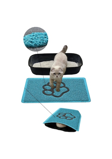 Matgo Pati Kedi Kumu Matı Çift Katlı Sıvı Geçirmez Kaymaz Elekli Yıkanabilir Kedi Tuvaleti Paspası 4