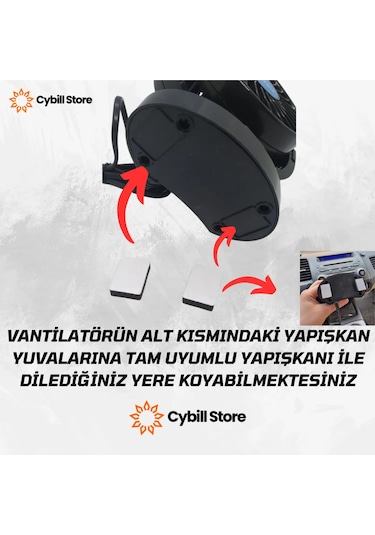 Tiger Marketing 12v Araç Iç Torpido Üstü Tek Fanlı Oto Vantilatör