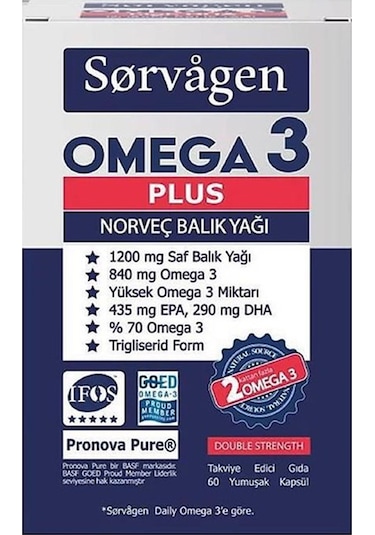 Sorvagen Omega 3 Plus Norveç Balık Yağı 60   Kapsül