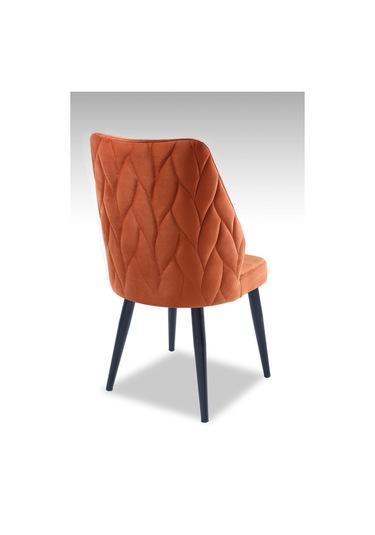 Puffy Sandalye - Babyface Turuncu - Metal Siyah Ayak 4 Adet - Salon Sandalyesi / Mutfak Sandalyesi Kiremit