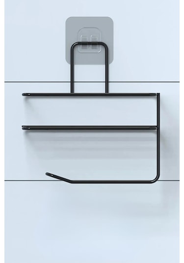 Zmc Bilişim Kendiliğinden Yapışkanlı Tuvalet Kağıdı Tutacağı Ve Yedek Raf - Siyah Modern Metal Tasarım Çok Renkli