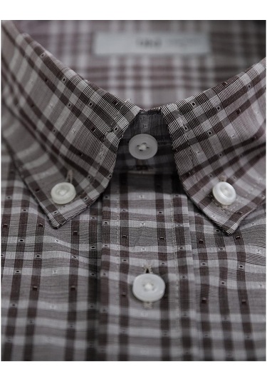 Uki Kahve Comfort Fit Kısa Kol Ekose Gömlek Kahve