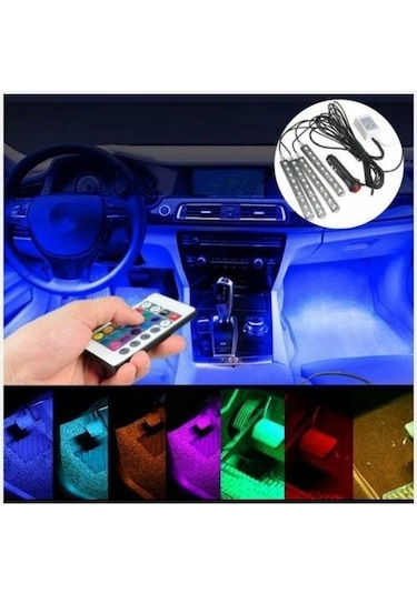 Ayak Altı Led Kumandalı Araç Içi Aydınlatma 4 Lü Sese Duyarlı