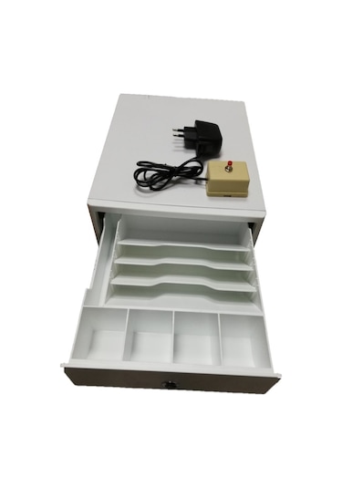 Küçük Boy Butonla Açılabilen 4+4 Gözlü Yazar Kasa Para Çekmecesi