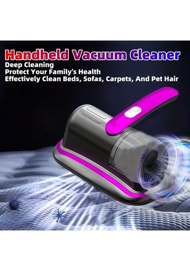 Elmpaly Mor Yatak Şarjlı El Süpürgesi Güçlü Emiş Usb Şarj Derin Temizlik