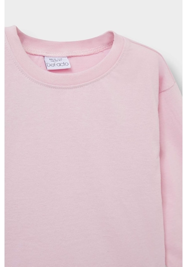Defacto Kız Bebek Bisiklet Yaka Uzun Kollu Tişört E8355a525aupn648 Pembe