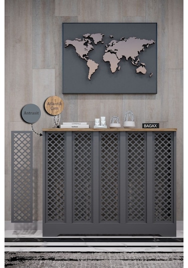 Zeugma Model Antrasit Üstü Çam Renk 96 CM Petek Kaplama Dresuar Çok Renkli